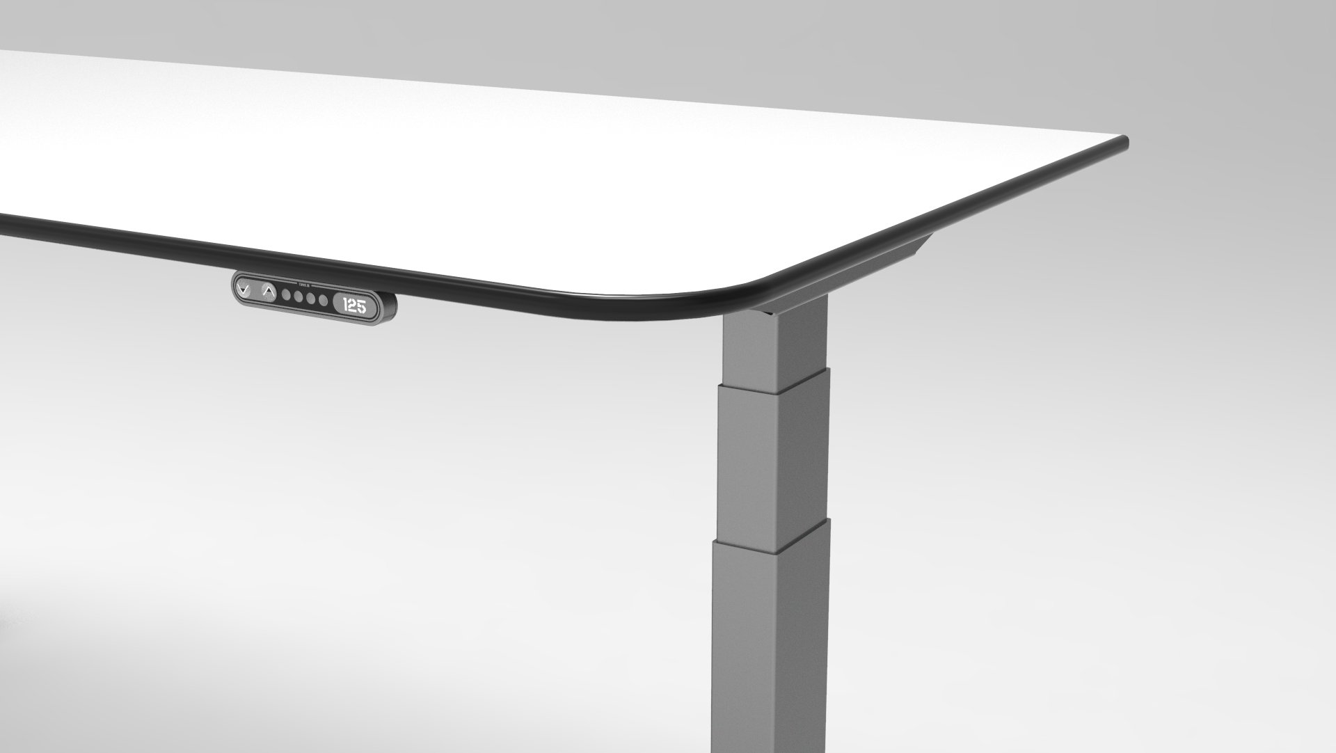 Zoom sur angle arrondi T16 Paillasse mobile réglable en hauteur électriquement T16